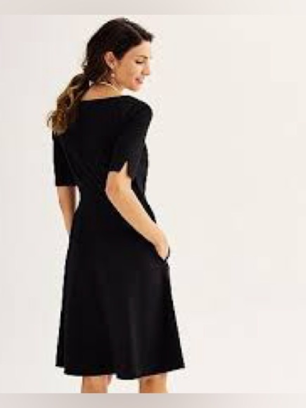 croft & barrow Black Fit-and-Flare Midi Dress a-line medium elbow sleeve - Picture 1 of 5